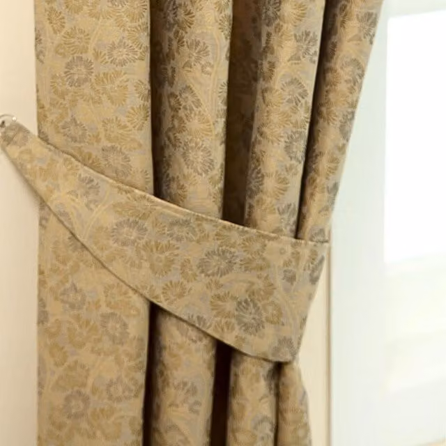 Homescapes Vintage Floral Jacquard Curtain Tie Back Pair in Gold and Purple