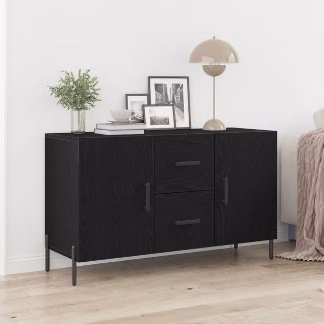 Berkfield Home Black Oak Sideboard, W/D/H: 100 x 36 x 60 cm – 1