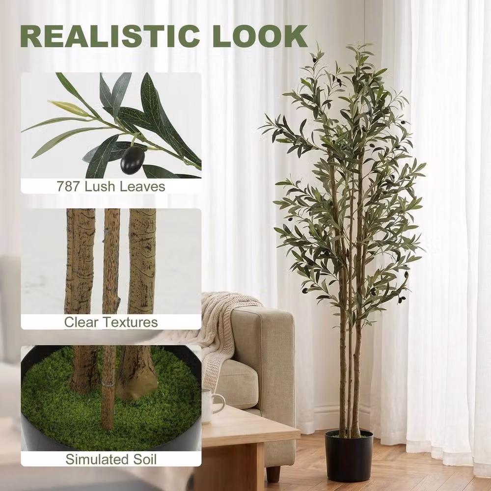 NESTLUNE 175 cm Artificial Mediterranean Olive Tree in Green – 5