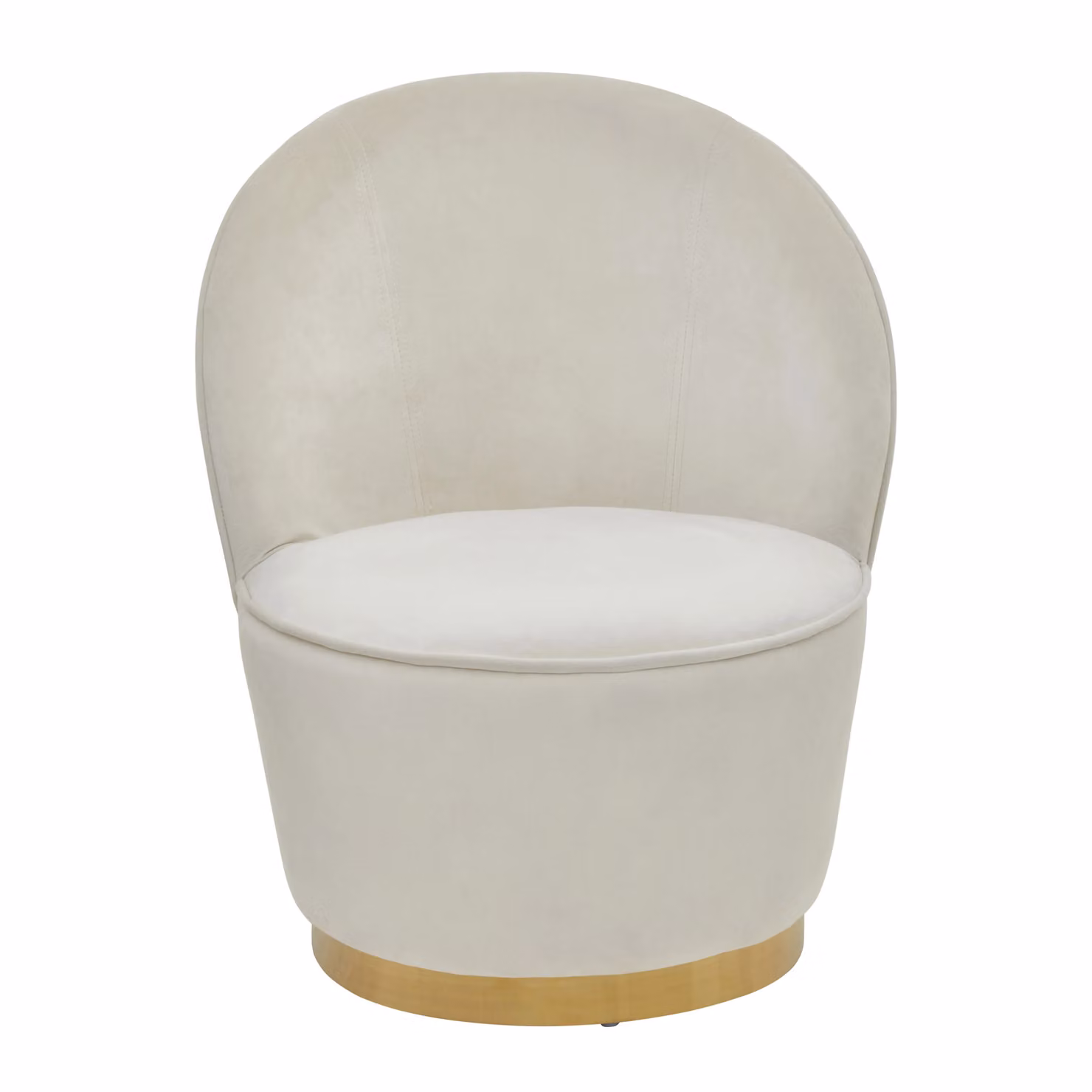 Premier Orsina Mid-century Cream Velvet Armless Accent Chair with Gold Metal Base, W/D/H: 57 x 57 x 68 cm – 2