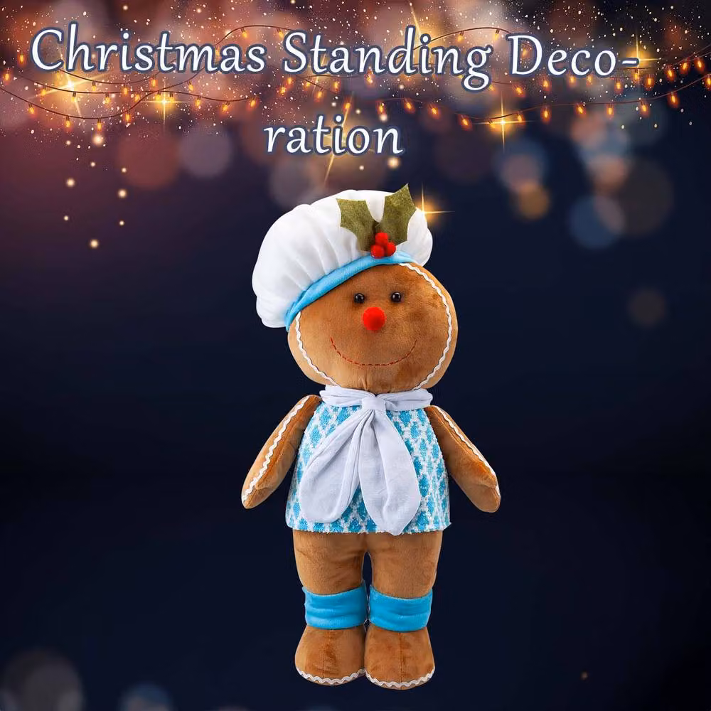 VFM e-Store Christmas Standing Gingerbread Decoration, Blue and Multicolour, H 57 cm x W 32 cm x D 32 cm – 3