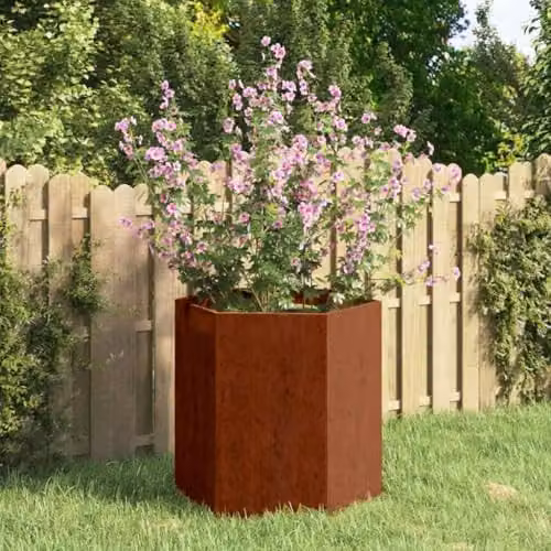 vidaXL Rusty Corten Steel Planter Tub, Brown, W/D/H: 40 x 40 x 45 cm – 2