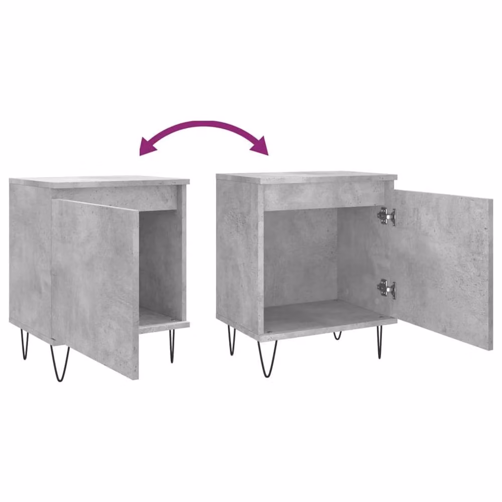 Berkfield Home Set of 2 Bedside Cabinets in Concrete Grey, W/D/H: 40 x 30 x 50 cm – 2