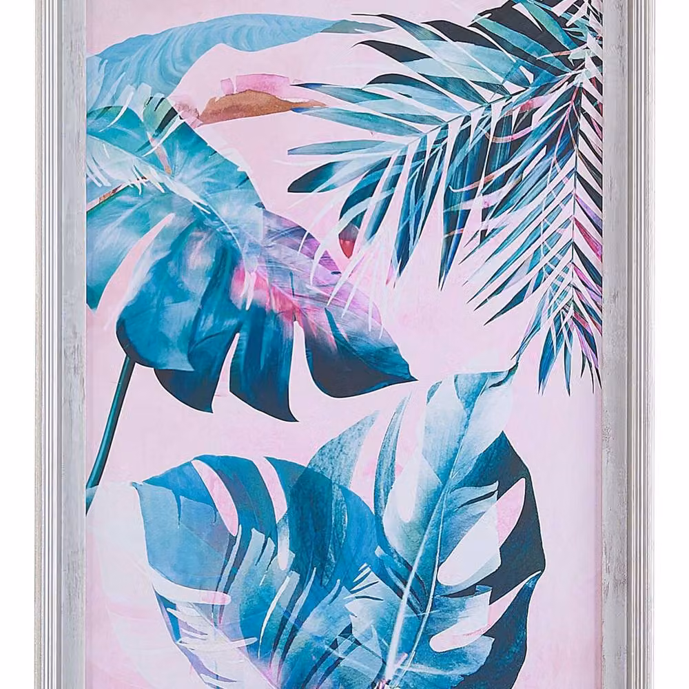 Wyld and Coco Blue Pink Monstera Framed Botanical Print W: 30 cm, H: 41 cm, D: 1.5 cm – 2