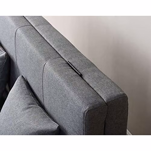 WestWood Grey Fabric 2 Seater Click Clack Sofa Bed with Sleeping Function and Scatter Cushions, W/D/H: 134 x 199 x 85 cm – 5