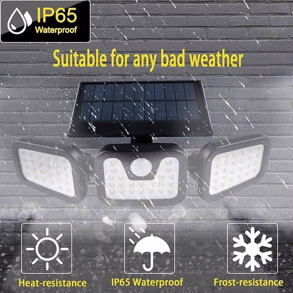 Kelvenix Pack of 1 Solar LED Motion Sensor Outdoor Security Floodlight in Black – 3