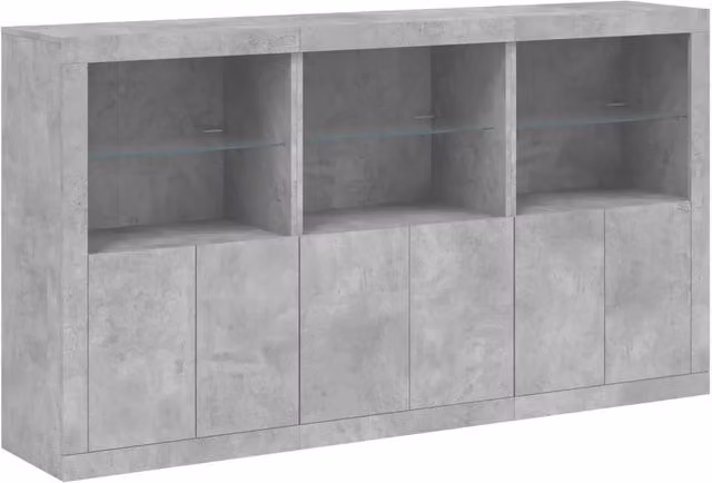 Berkfield Home Modern Sideboard with Integrated LED Lights in Concrete Grey, W: 181.5 cm, D: 37 cm, H: 100 cm – 1