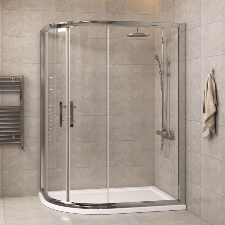 Imperial Offset Quadrant Shower Enclosure with Pearlstone Tray, White and Transparent, W: 120 cm, D: 80 cm, H: 185 cm, LH