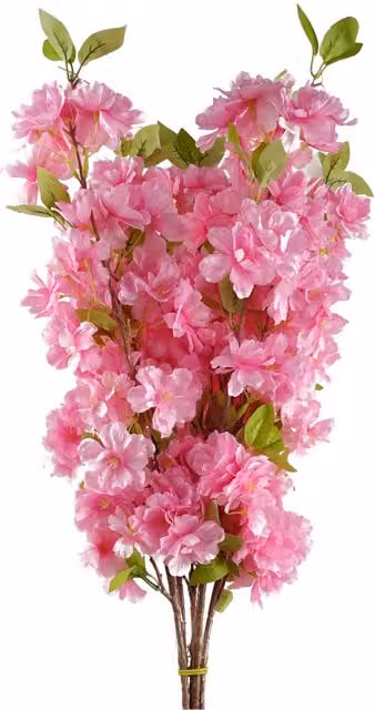 Dyzi Pack of 6 Pink Artificial Silk Blossom Flower Stems