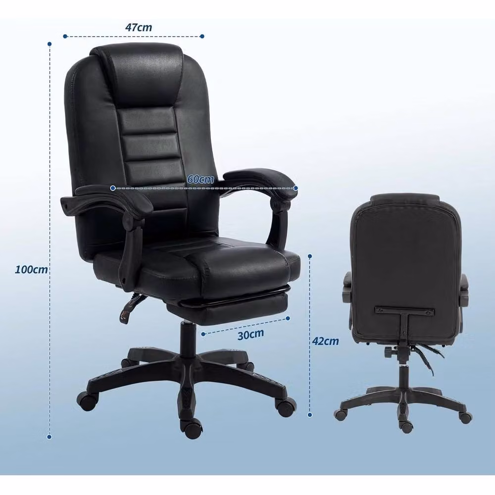 VOGREX Executive Black PU Leather Swivel Chair with Headrest and Armrests – 2