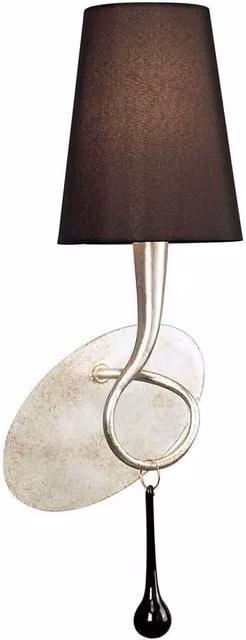 Netlighting Paola Wall Lamp with E14 Socket, Silver and Black Shade and Black Glass Droplets