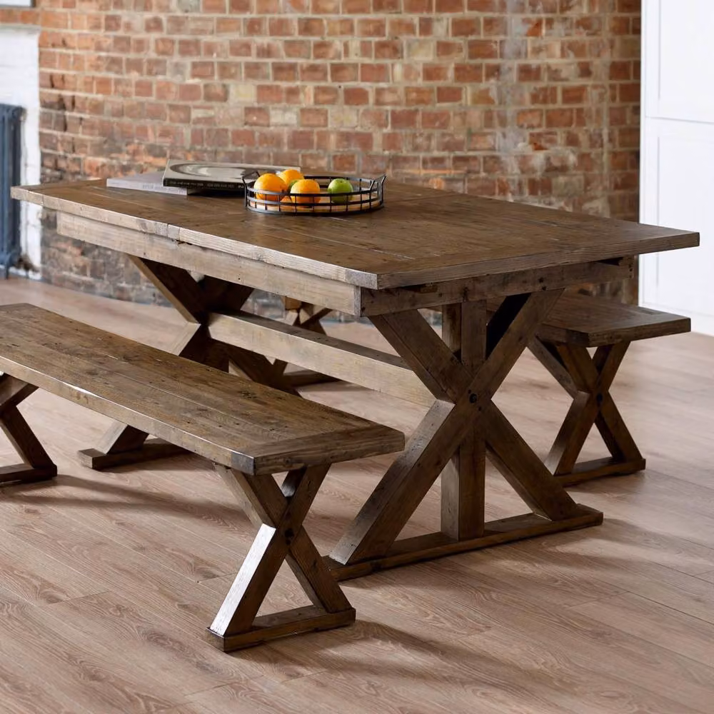 Cheshire Chatsworth Extendable Rectangular Trestle Dining Table in Brown Wood – 3