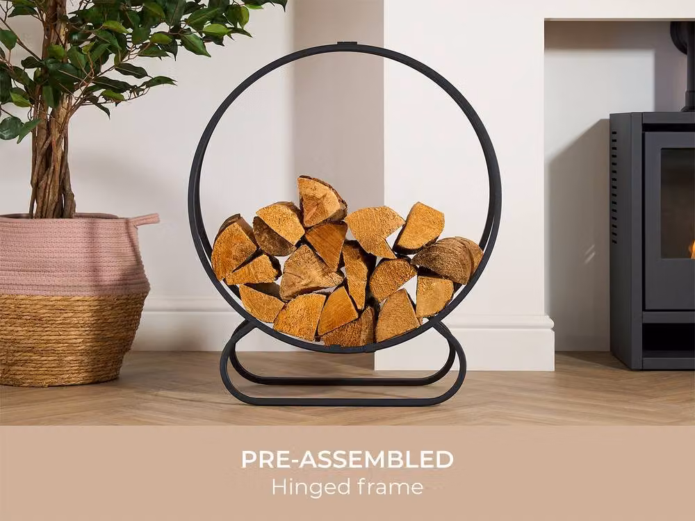 Adam Fires & Fireplaces Adam Burford Freestanding Metal Firewood Log Holder in Matt Black – 4