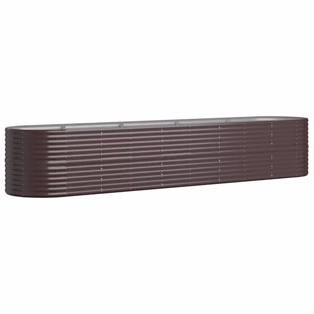Berkfield Home Garden Raised Bed in Brown Powder-coated Steel, W/D/H: 368 x 80 x 68 cm – 3
