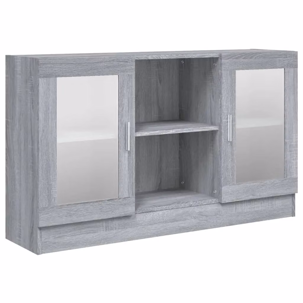 Berkfield Home Vitrine Cabinet in Grey Sonoma with Glass Doors, W: 120 cm, D: 30.5 cm, H: 70 cm – 2