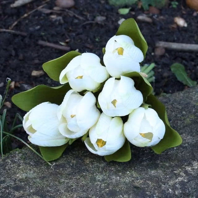 Kingsbury Gifts White Artificial Silk Tulip Bunch, Height: 29 cm