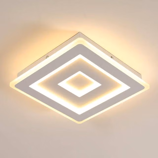 Goeco Modern Square LED Ceiling Light, White, 36 W, 3000 K, Diameter: 28 cm – 1