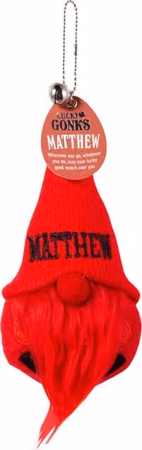 History & Heraldry Matthew Pre-personalised Lucky Gonk Mascot Keyring in Red
