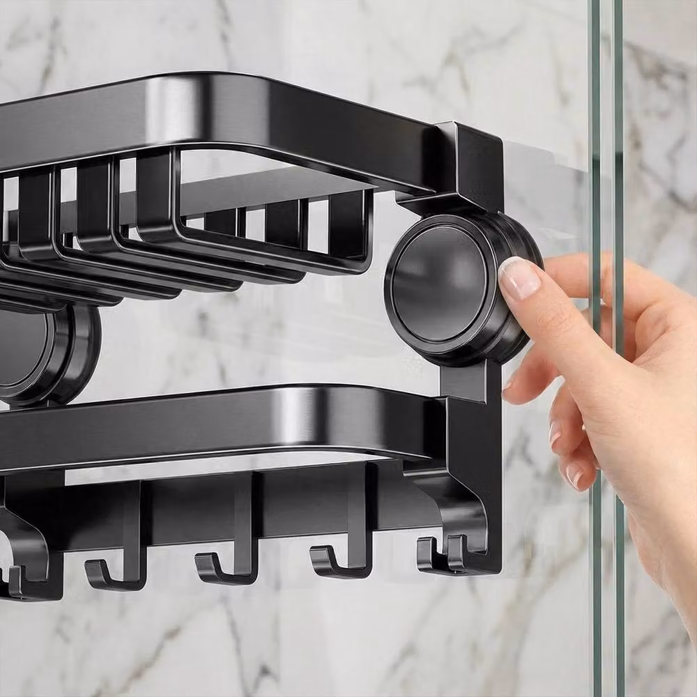 Havendro Black Metal Foldable Bathroom Towel Rack with Suction Cup, Width: 40 cm – 4