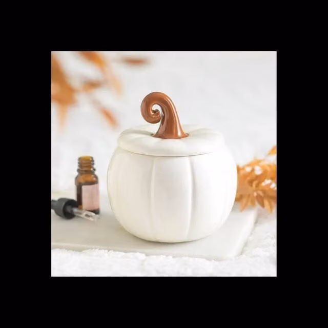 KDMD White Ceramic Curly Pumpkin Oil Burner for Autumn and Halloween Fragrance
