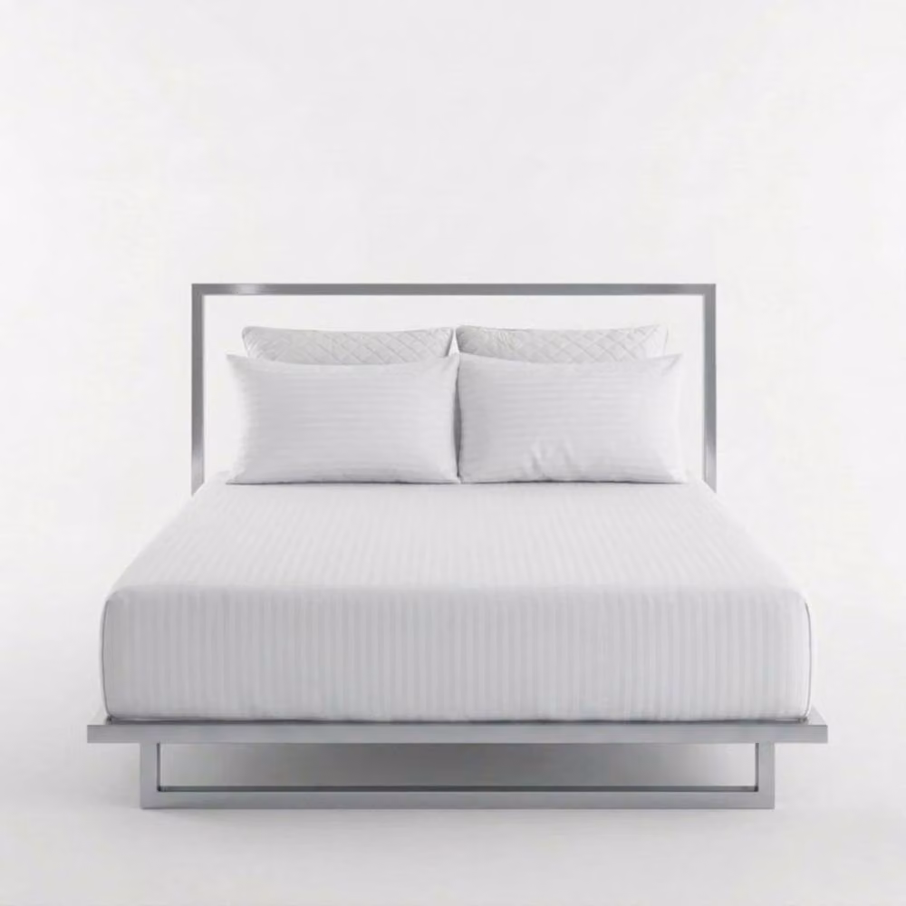 Snug City Luxury White Satin Stripe Cotton Pillowcase Pair, 250TC Standard Size – 2