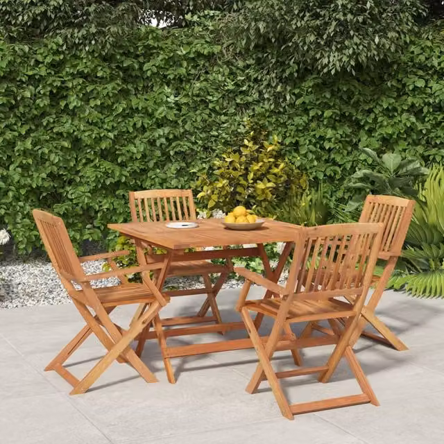 Berkfield Home 5 Piece Garden Dining Set in Brown Solid Acacia Wood