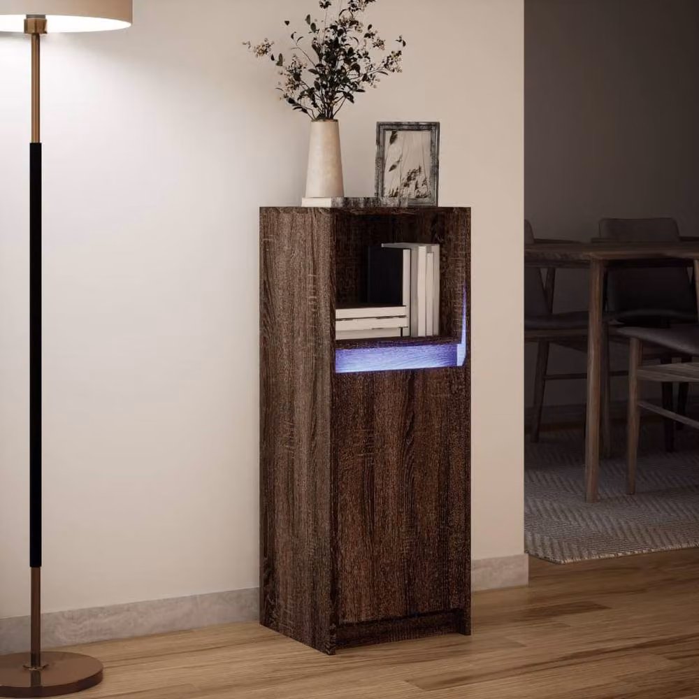 Berkfield Home Modern Brown Oak Sideboard with Integrated LED Lighting, W/D/H: 100 x 34 x 38 cm – 3