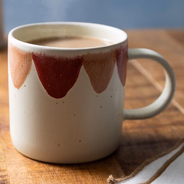 Mikasa Pink and Orange Scallop Print Stoneware Mug, 380ml
