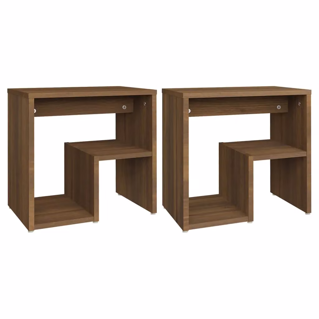 Berkfield Home Set of 2 Modern Brown Oak Bedside Cabinets, W/D/H: 40 x 30 x 40 cm – 2