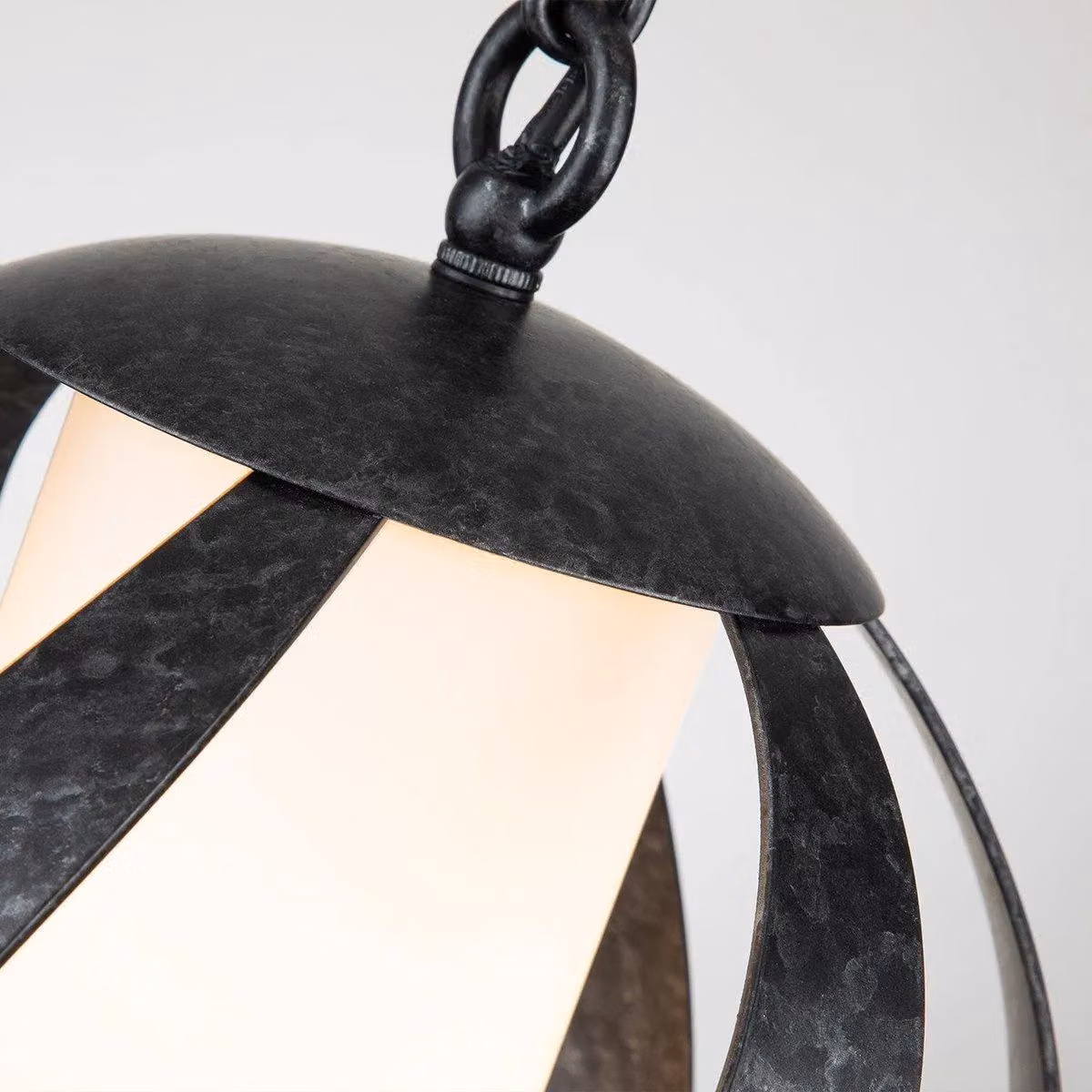 Quoizel Blacksmith Spherical Pendant Ceiling Light in Black and Silver Metal with Glass, IP44 Rated for Garden Use – 2
