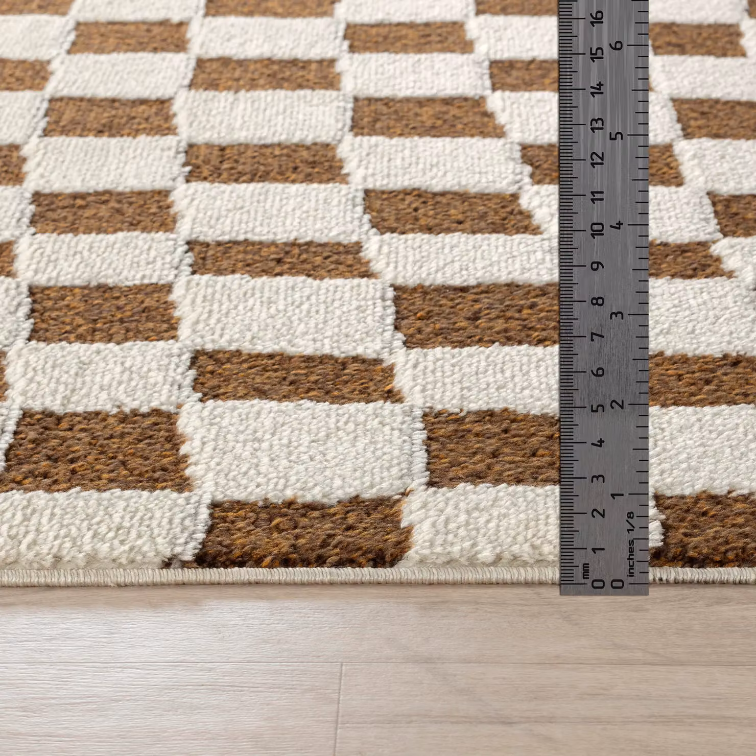 Livabliss Freud Modern Checkerboard High Pile Living and Dining Room Rug in Black and Brown, W: 140 cm, L: 200 cm – 5
