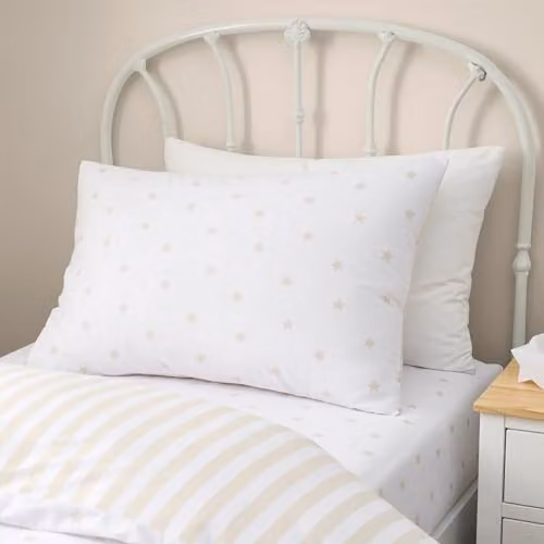 Bianca Mini Star & Stripes Reversible Cotton Double Duvet Cover Set with Pillowcases in Sand