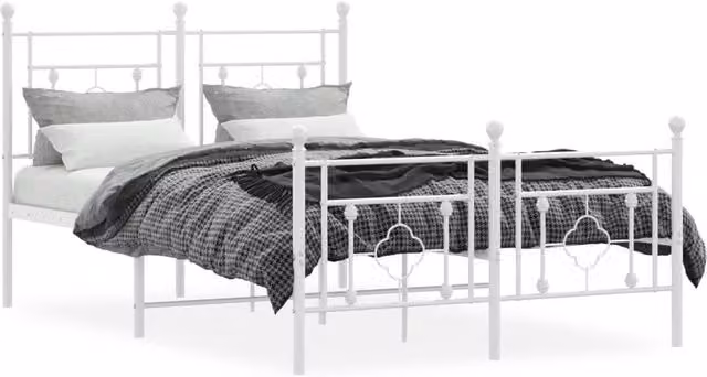 Berkfield Home Metal Bed Frame with Footboard and Lift Up Base, White, W/D/H: 120 x 190 cm