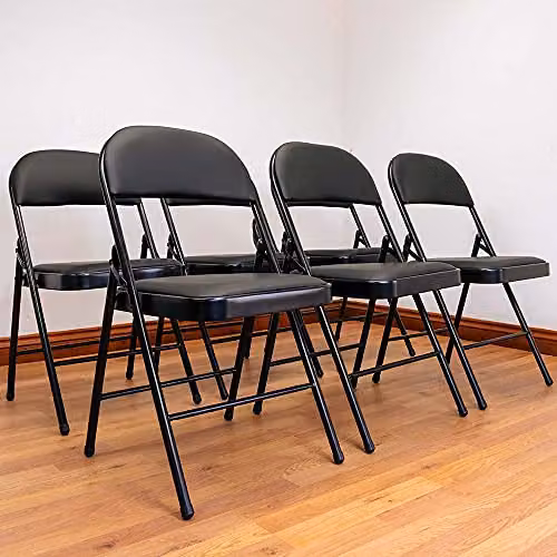 TekBox Folding Faux Leather Chair in Black with Metal Frame – 2
