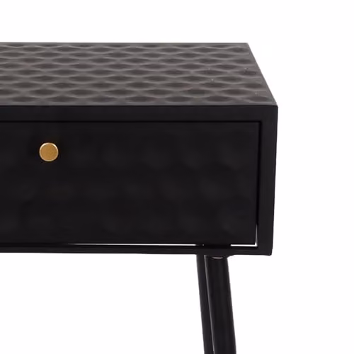 Core Products Saturn Black 1-Drawer Metal Bedside Cabinet with Mid-Century Tapered Legs – 5