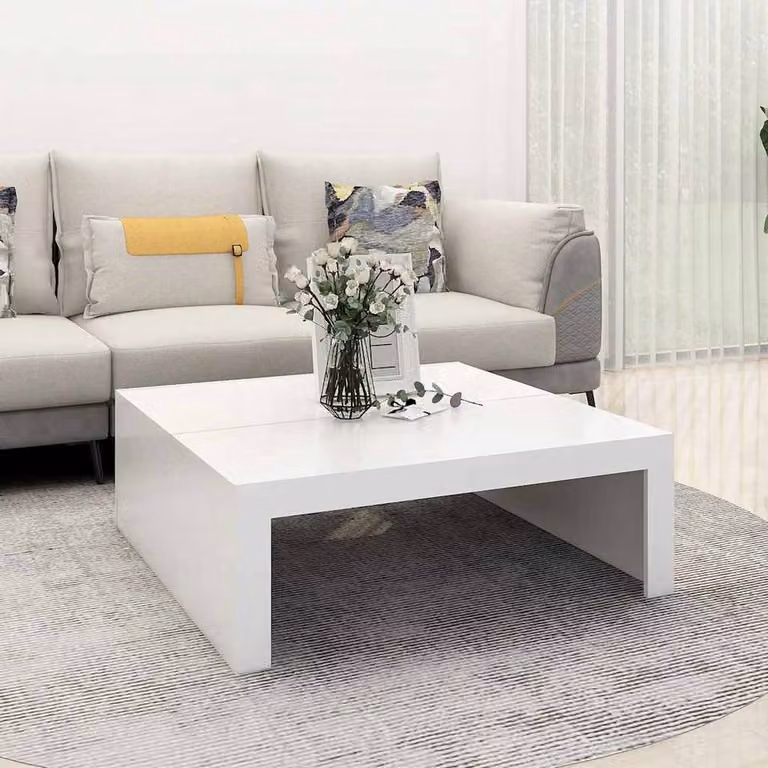 Berkfield Home Modern Square Coffee Table in White, W/D/H: 100 x 100 x 35 cm