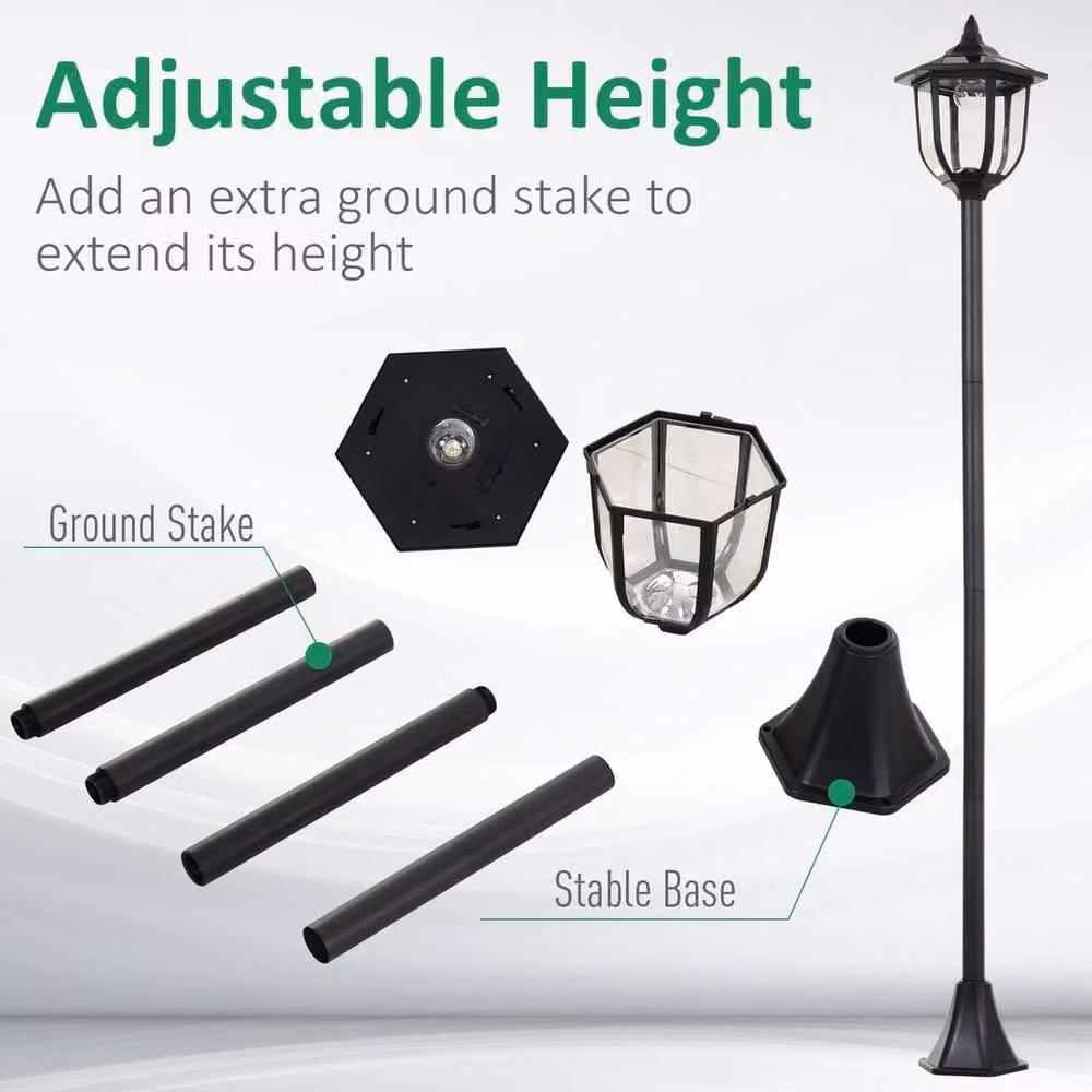 EONLION Solar LED Torch Lights for Outdoor Garden, Black, Height: 100 cm – 3