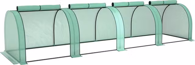 Outsunny Mini Greenhouse with Zipped Doors and Steel Frame, Green, W: 395 cm, D: 100 cm, H: 80 cm