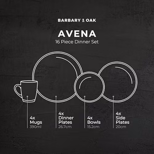 Barbary & Oak Avena 16 Piece Stoneware Dinner Set in White with Natural Matte Glaze Finish – 5
