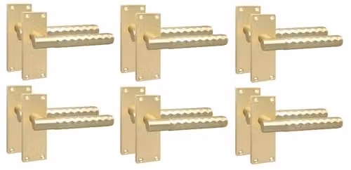 Golden Grace Victorian Knurled T-Bar Door Handle Set in Satin Brass, 6 Pairs