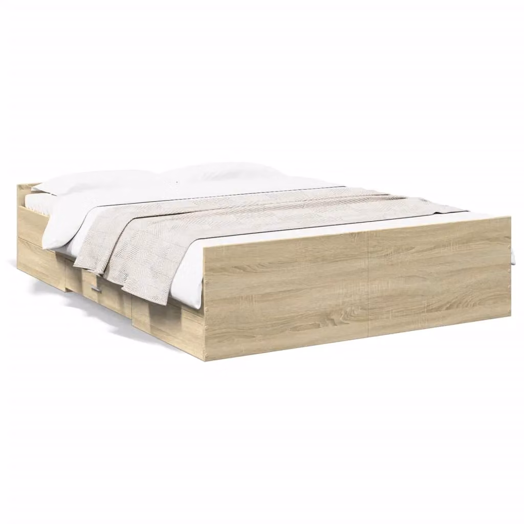 Berkfield Home Double Bed Frame with Drawers in Sonoma Oak, Brown – 2