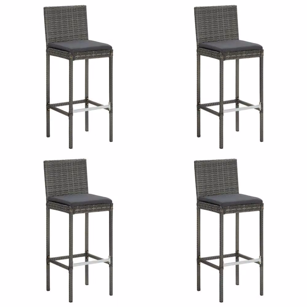Berkfield Home 5 Piece Grey Poly Rattan Garden Bar Set with Cushions – 2