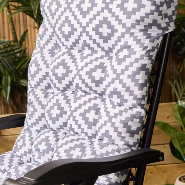 OHS Geo Outdoor Sun Lounger with Grey Filled Cushion