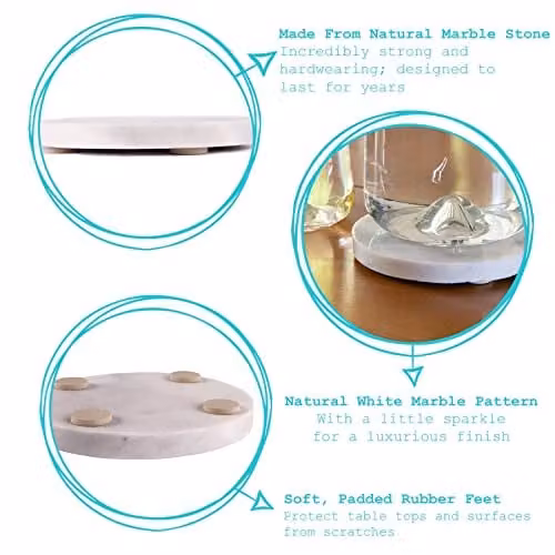 Argon Tableware 12pc White Stone Marble Placemats and Round Coasters Set