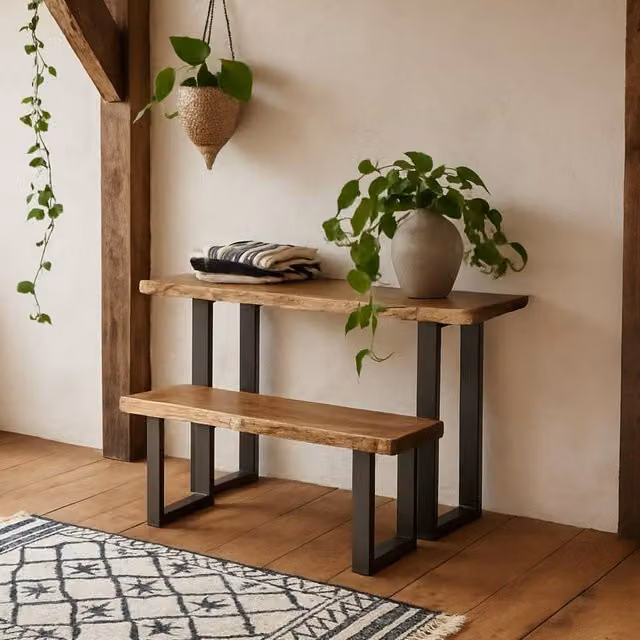 Wyld Haus Wellington Acacia Live Edge Console Table in Brown