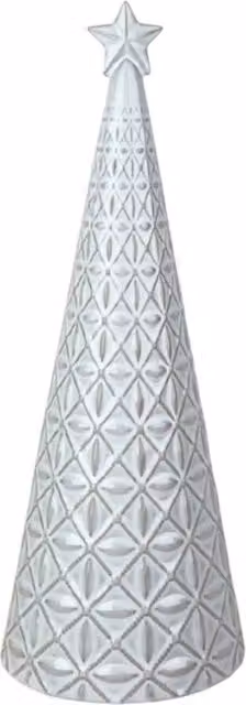 Four Candle White Glazed Ceramic Christmas Tree Ornament with Star Topper – 1