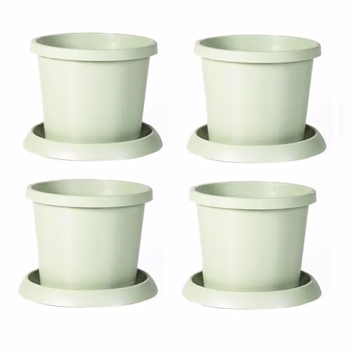 Garden Gear Green Plastic Flowerpot with Saucer and Drainage Holes, Diameter: 42 cm – 1