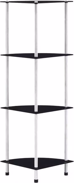 Berkfield Home 4-Tier Modern Black Shelving Unit with Tempered Glass, W/D/H: 30 x 30 x 100 cm – 1