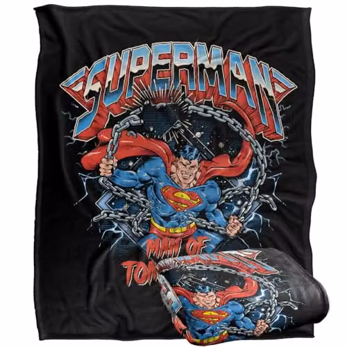 Warner Bros. Superman Rock Band Silky Touch Super Soft Fleece Throw Blanket, Multicolour, W: 152 cm, D: 127 cm