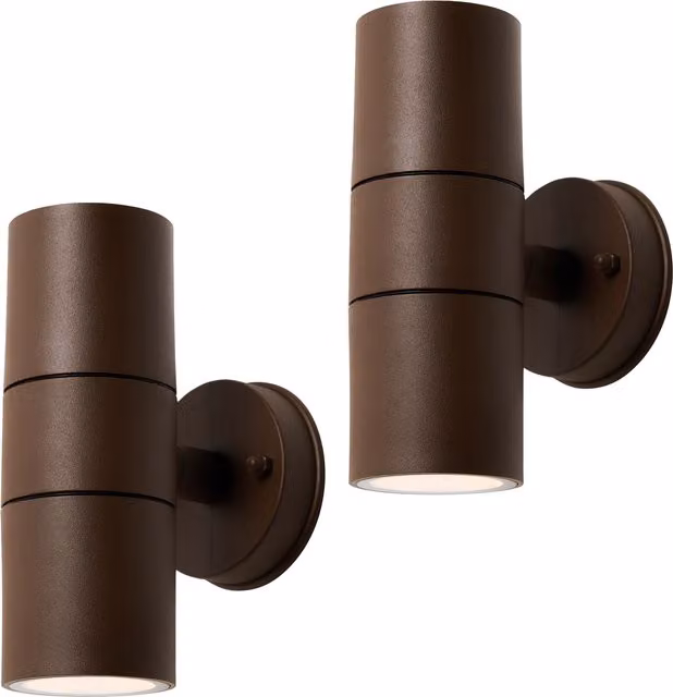 Litecraft Fibo Rust Up and Down Outdoor Wall Light in Brown